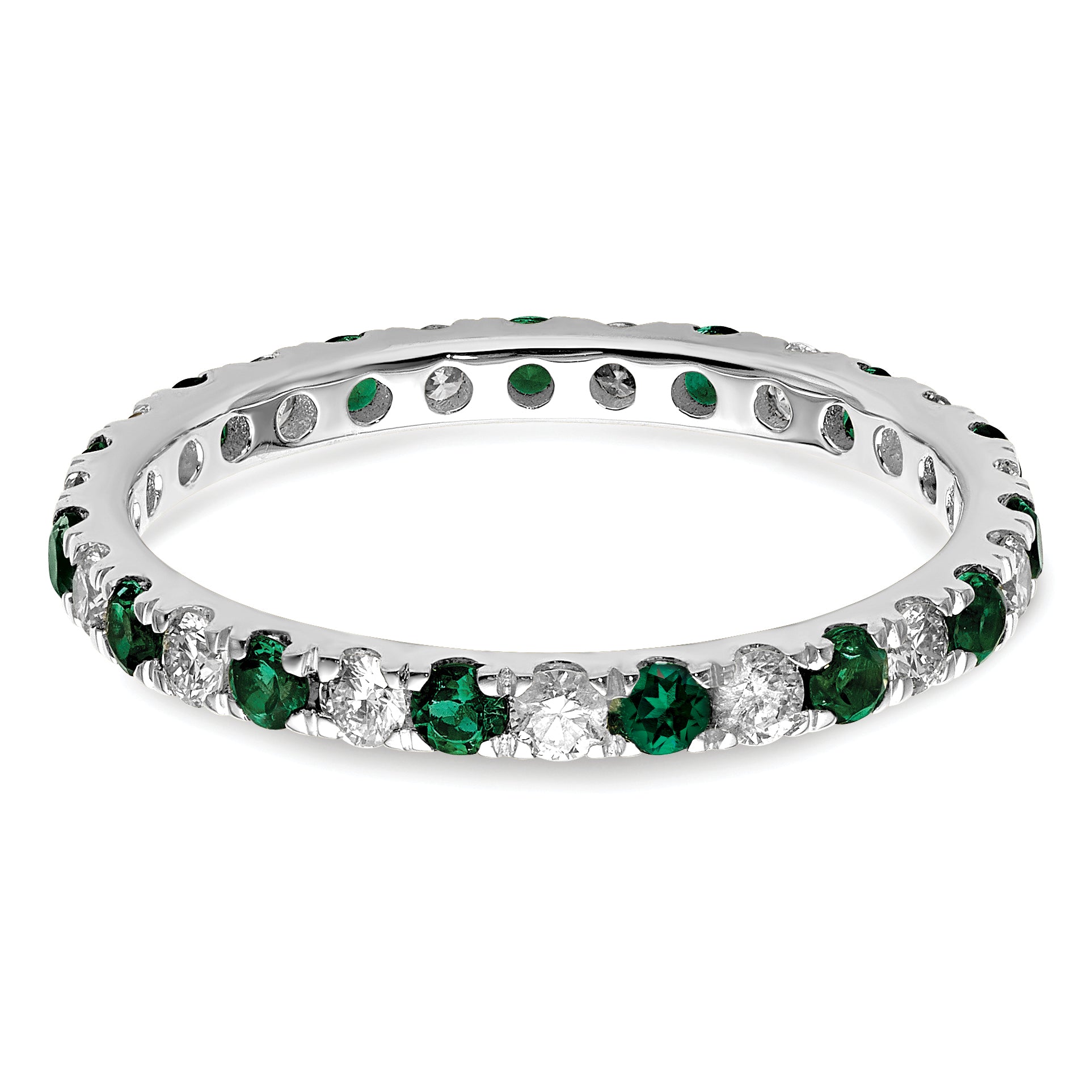 14K White Gold Lab Grown Dia VS/SI GH & Cr Emerald Eternity Band