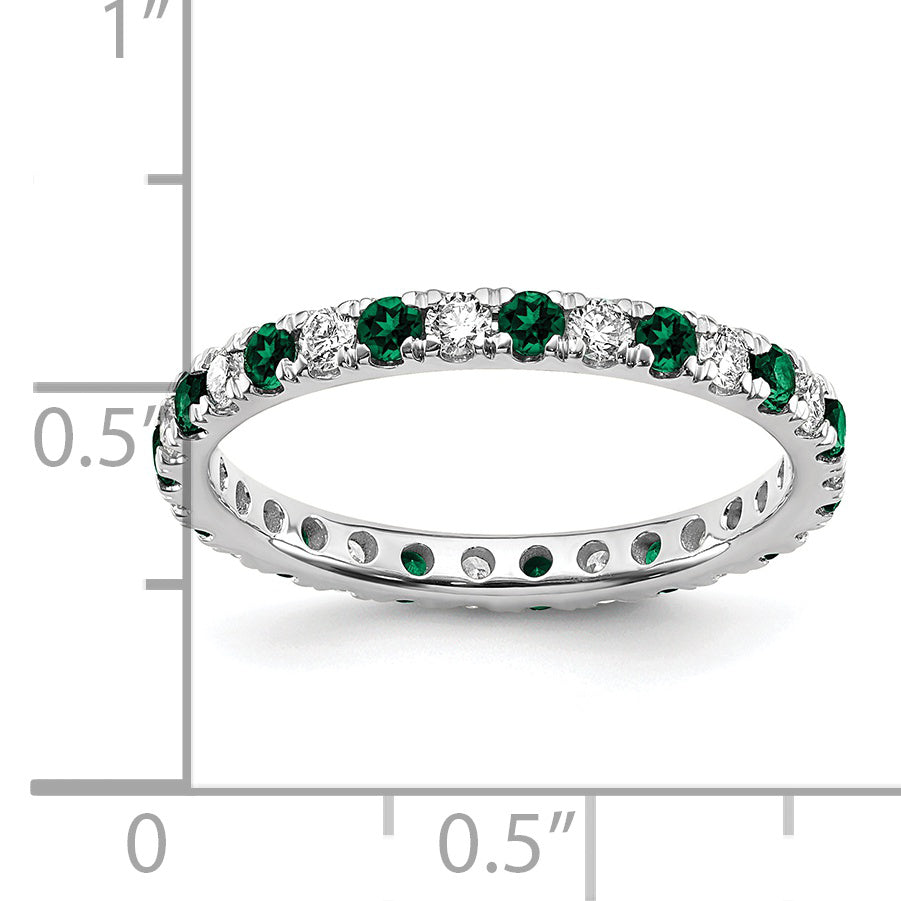 14K White Gold Lab Grown Dia VS/SI GH & Cr Emerald Eternity Band