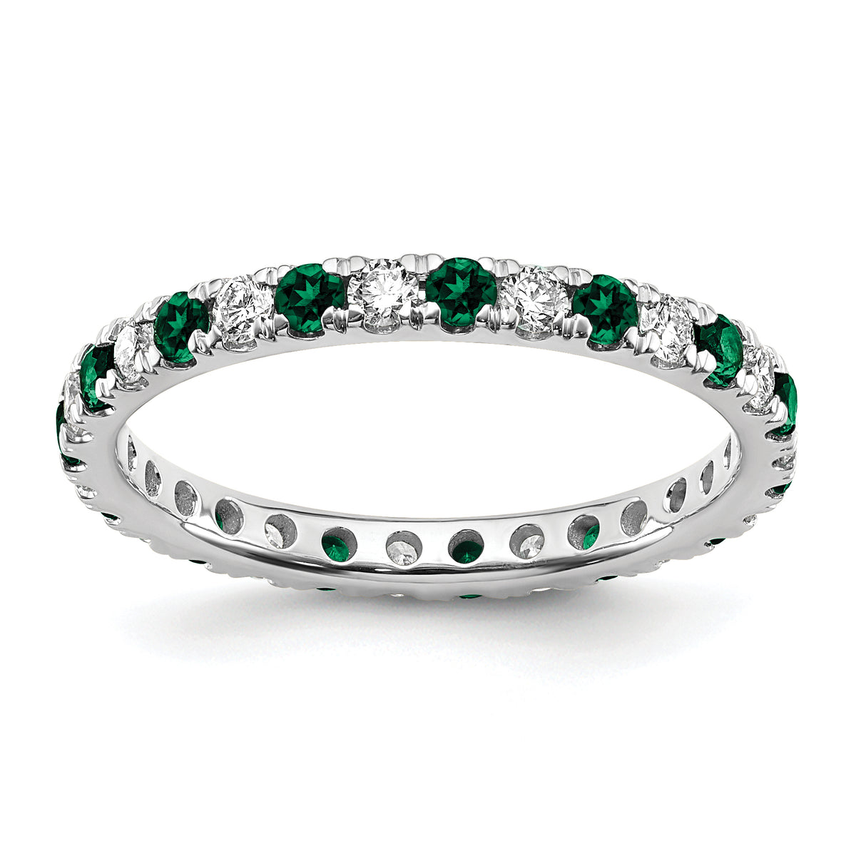 14K White Gold Lab Grown Dia VS/SI GH & Cr Emerald Eternity Band