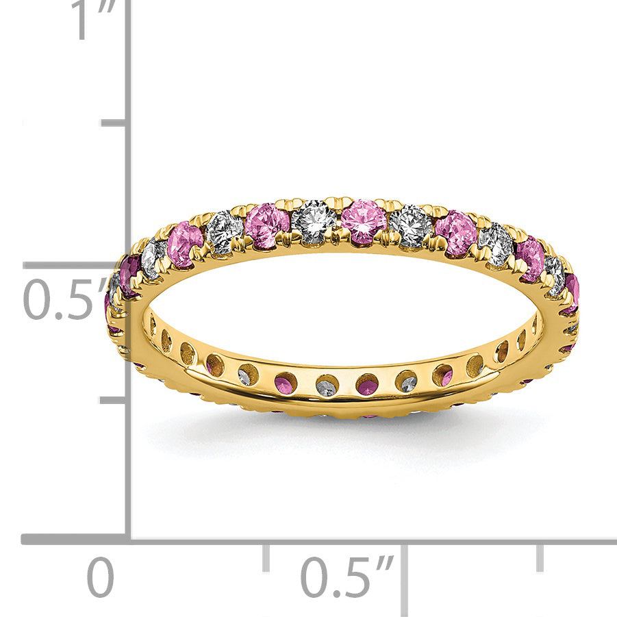 14K Lab Grown Diamond VS/SI GH & Cr Pink Sapp Eternity Band