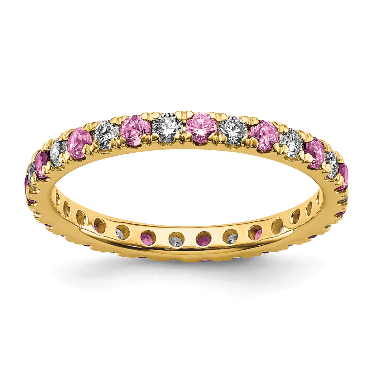 14K Lab Grown Diamond VS/SI GH & Cr Pink Sapp Eternity Band