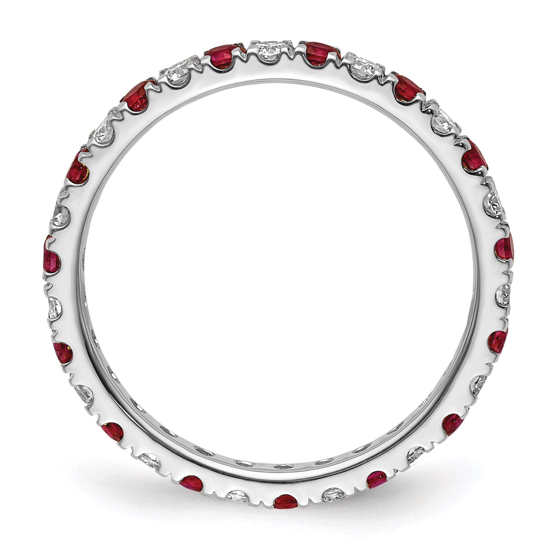 14K White Gold Lab Grown Diamond VS/SI GH & Cr Ruby Eternity Band