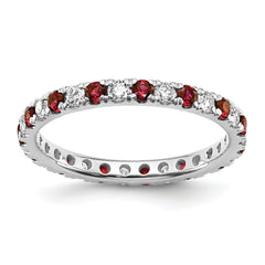 14K White Gold Lab Grown Diamond VS/SI GH & Cr Ruby Eternity Band