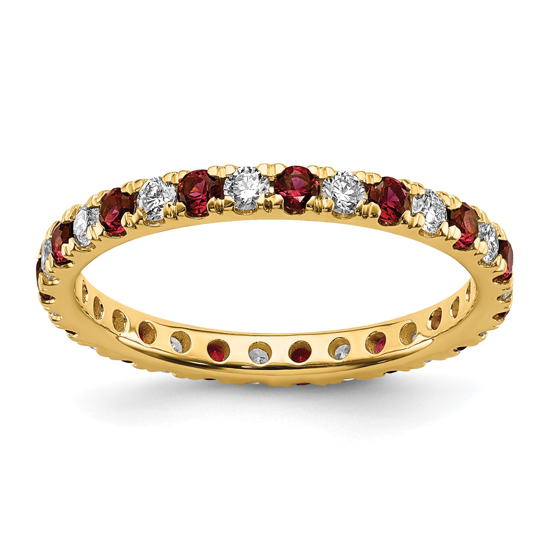 14K Lab Grown Diamond VS/SI GH & Cr Ruby Eternity Band