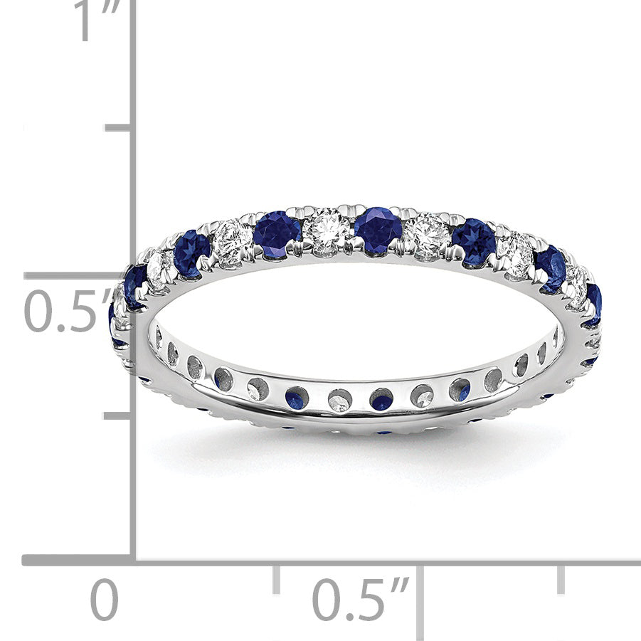 14K White Gold Lab Grown Dia VS/SI GH & Cr Blue Sapp Eternity Ban