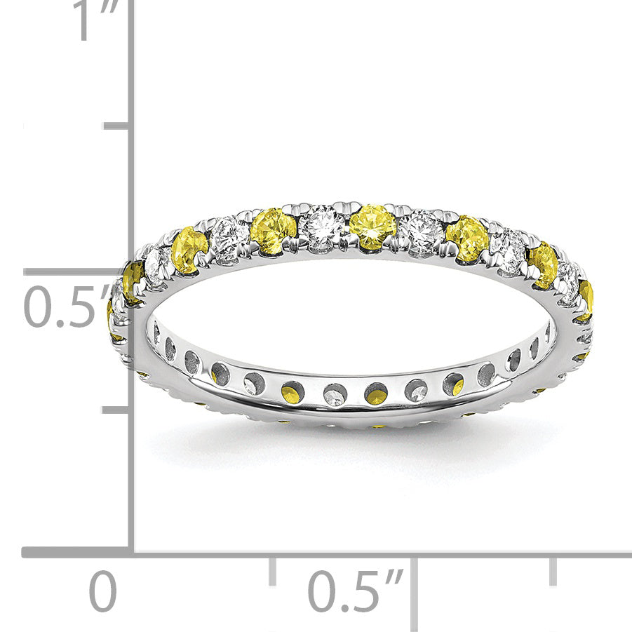 14K White Gold Lab Grown Dia VS/SI GH & Cr Yellow Sapp Eternity B