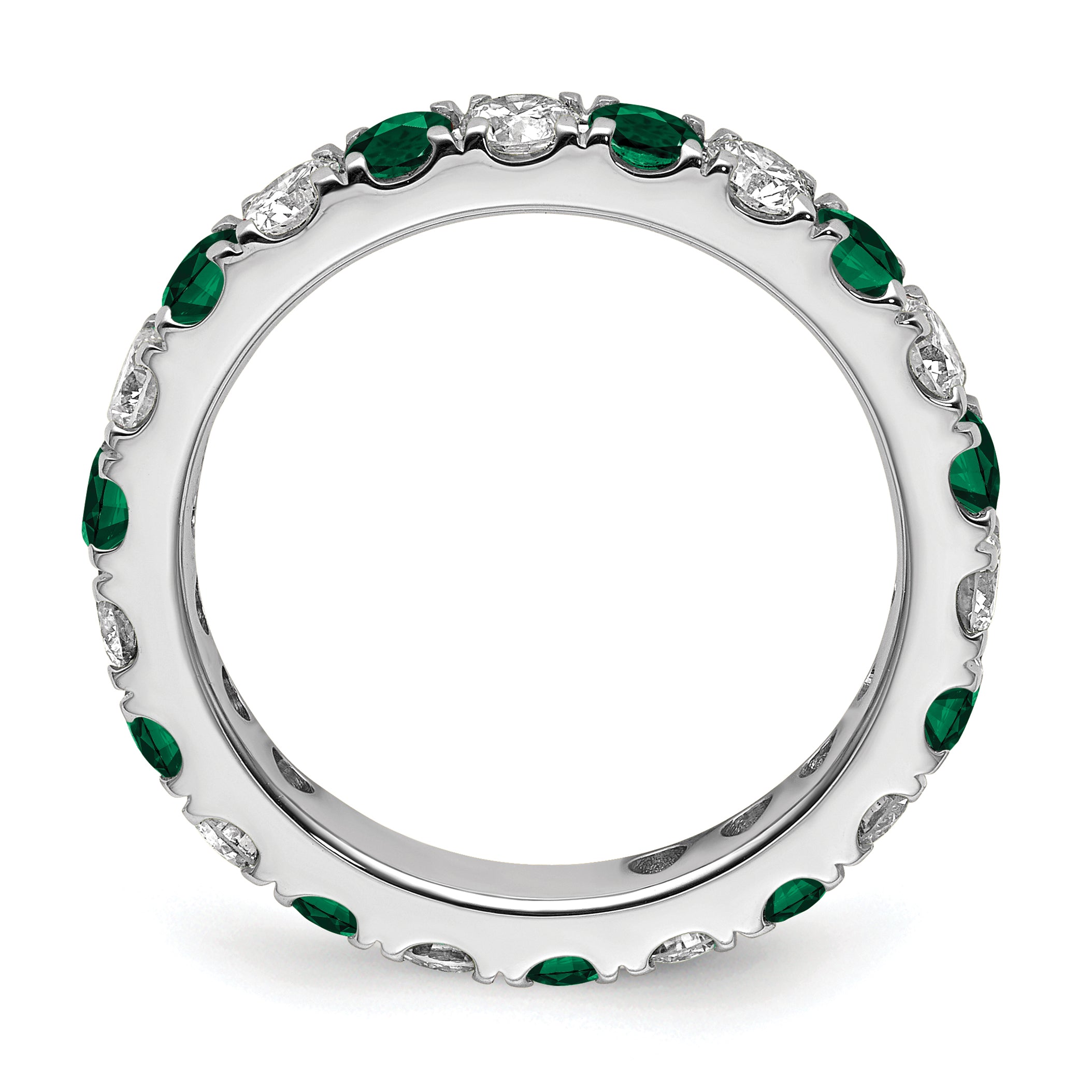 14K White Gold Lab Grown Dia VS/SI GH & Cr Emerald Eternity Band