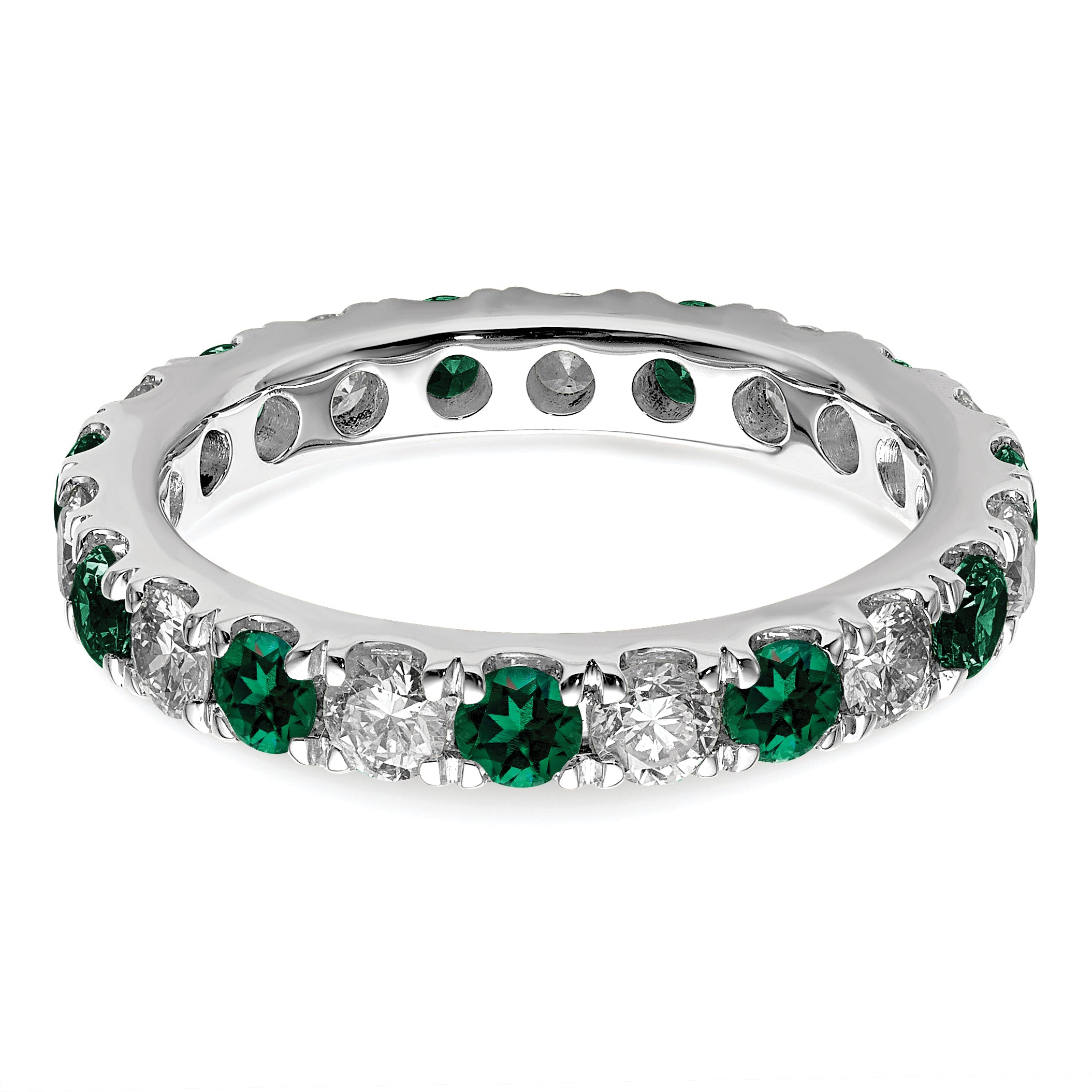 14K White Gold Lab Grown Dia VS/SI GH & Cr Emerald Eternity Band