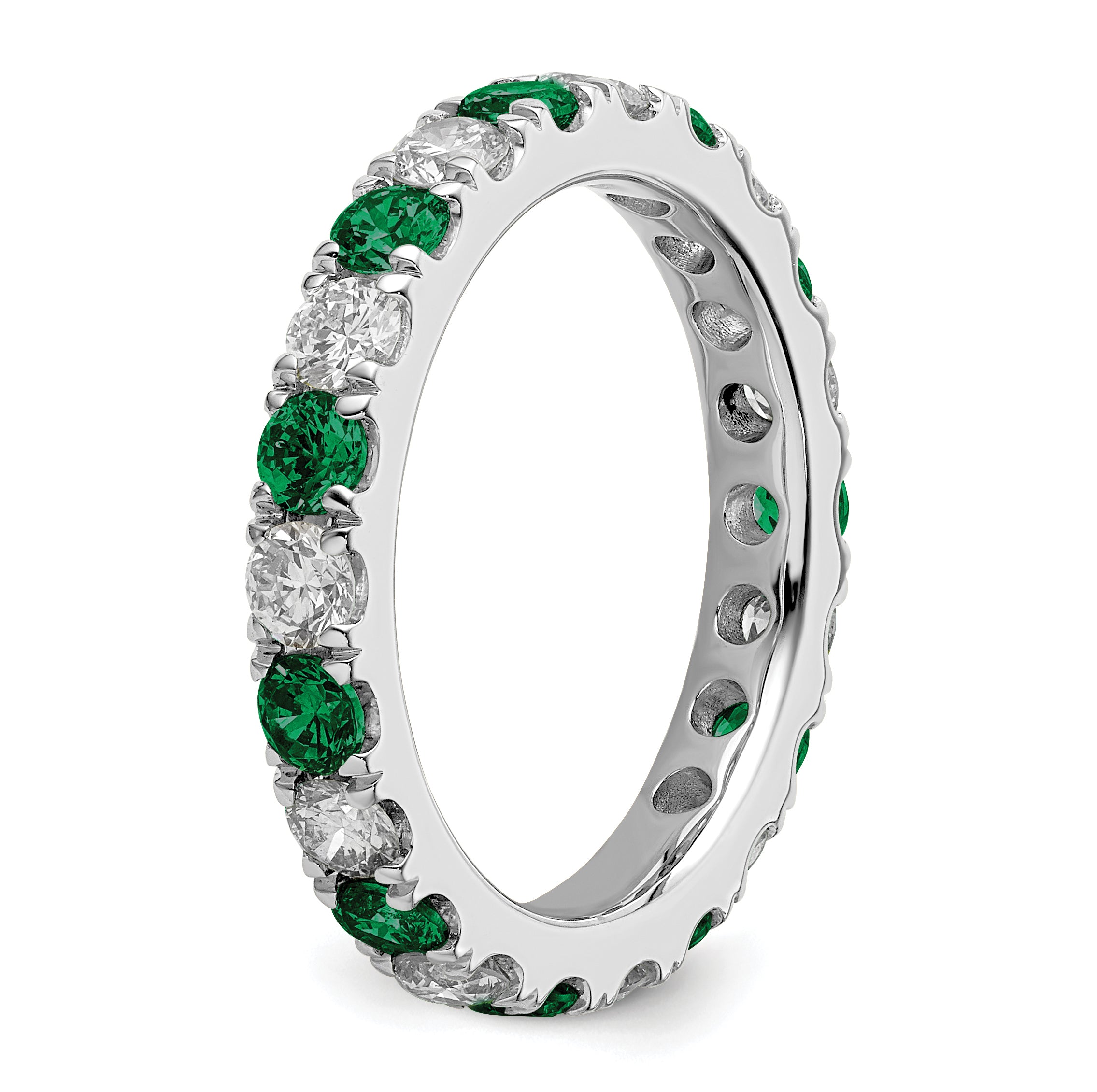 14K White Gold Lab Grown Dia VS/SI GH & Cr Emerald Eternity Band