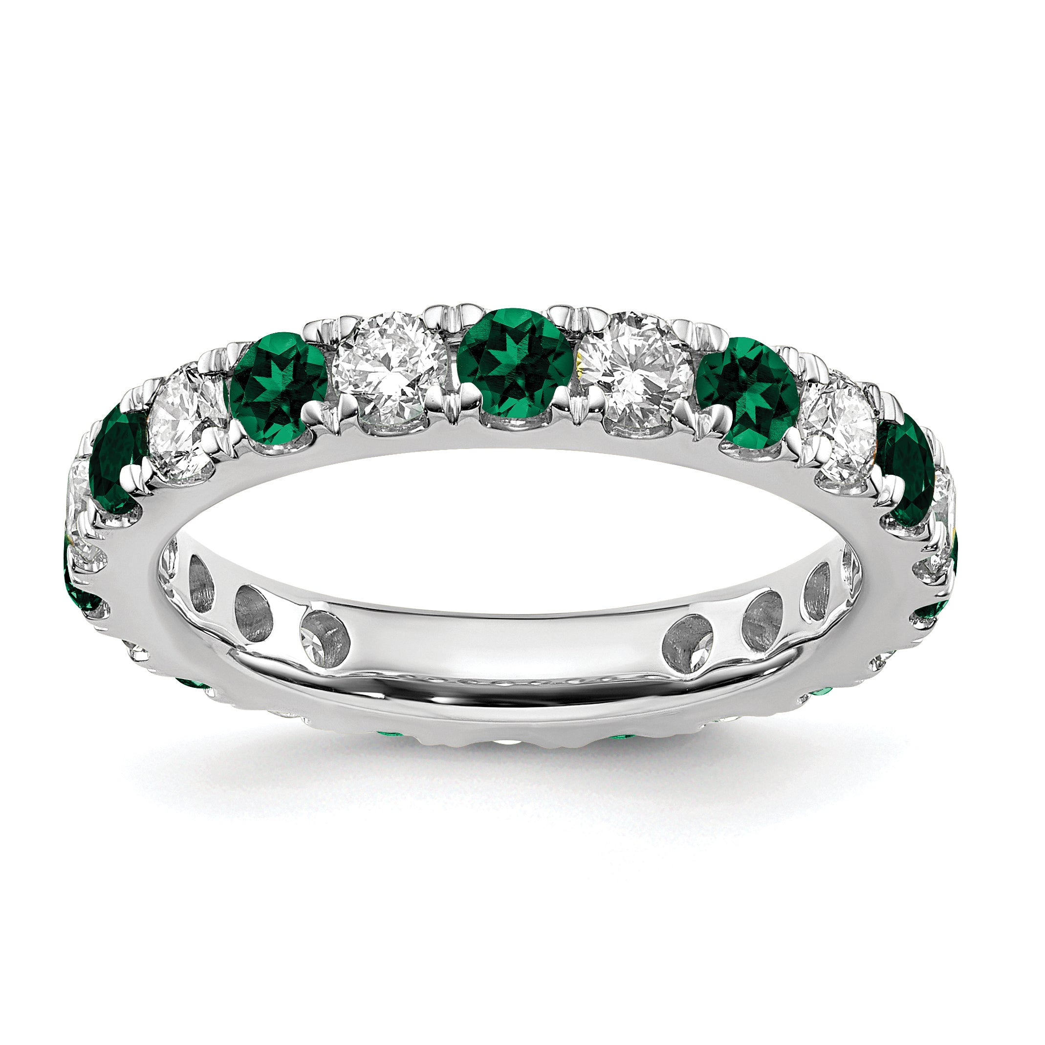 14K White Gold Lab Grown Dia VS/SI GH & Cr Emerald Eternity Band