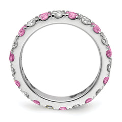 14K White Gold Lab Grown Dia VS/SI GH & Cr Pink Sapp Eternity Ban