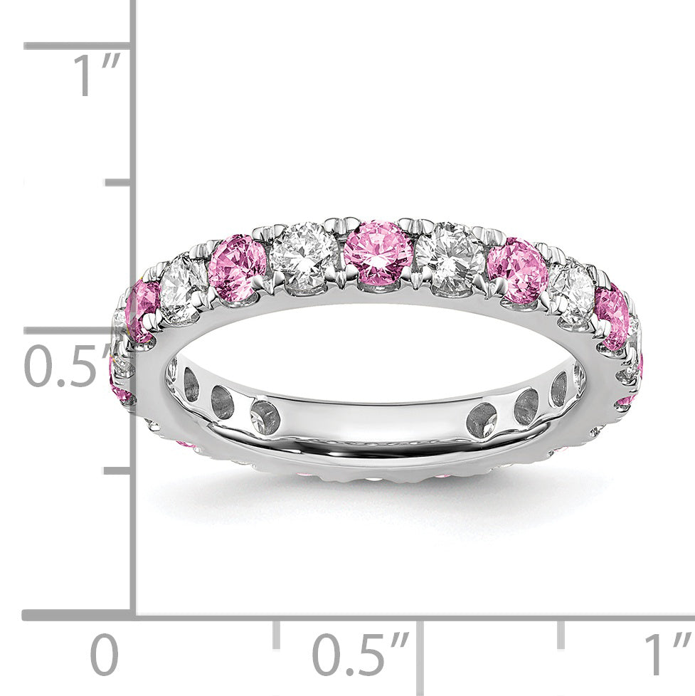 14K White Gold Lab Grown Dia VS/SI GH & Cr Pink Sapp Eternity Ban