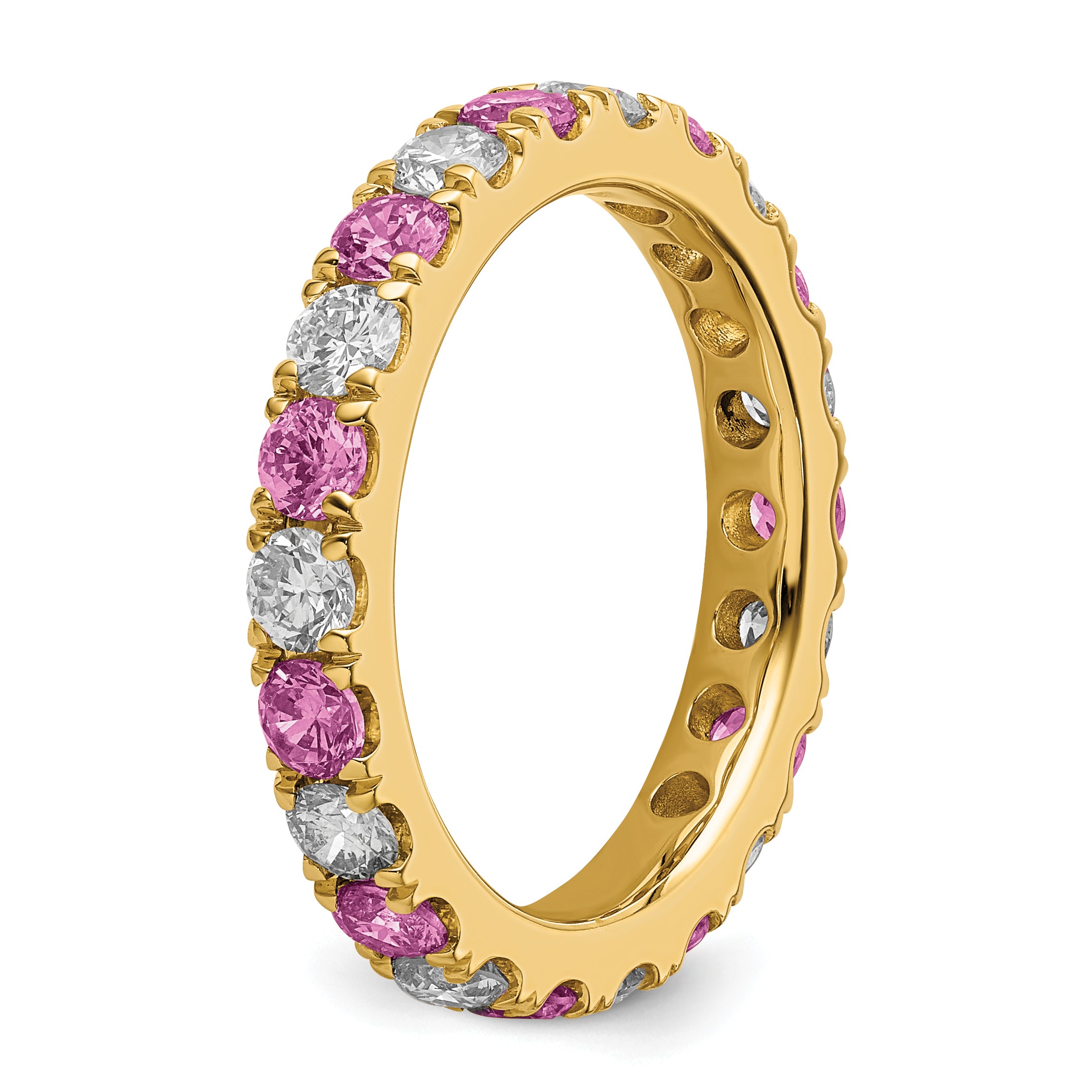 14K Lab Grown Diamond VS/SI GH & Cr Pink Sapp Eternity Band