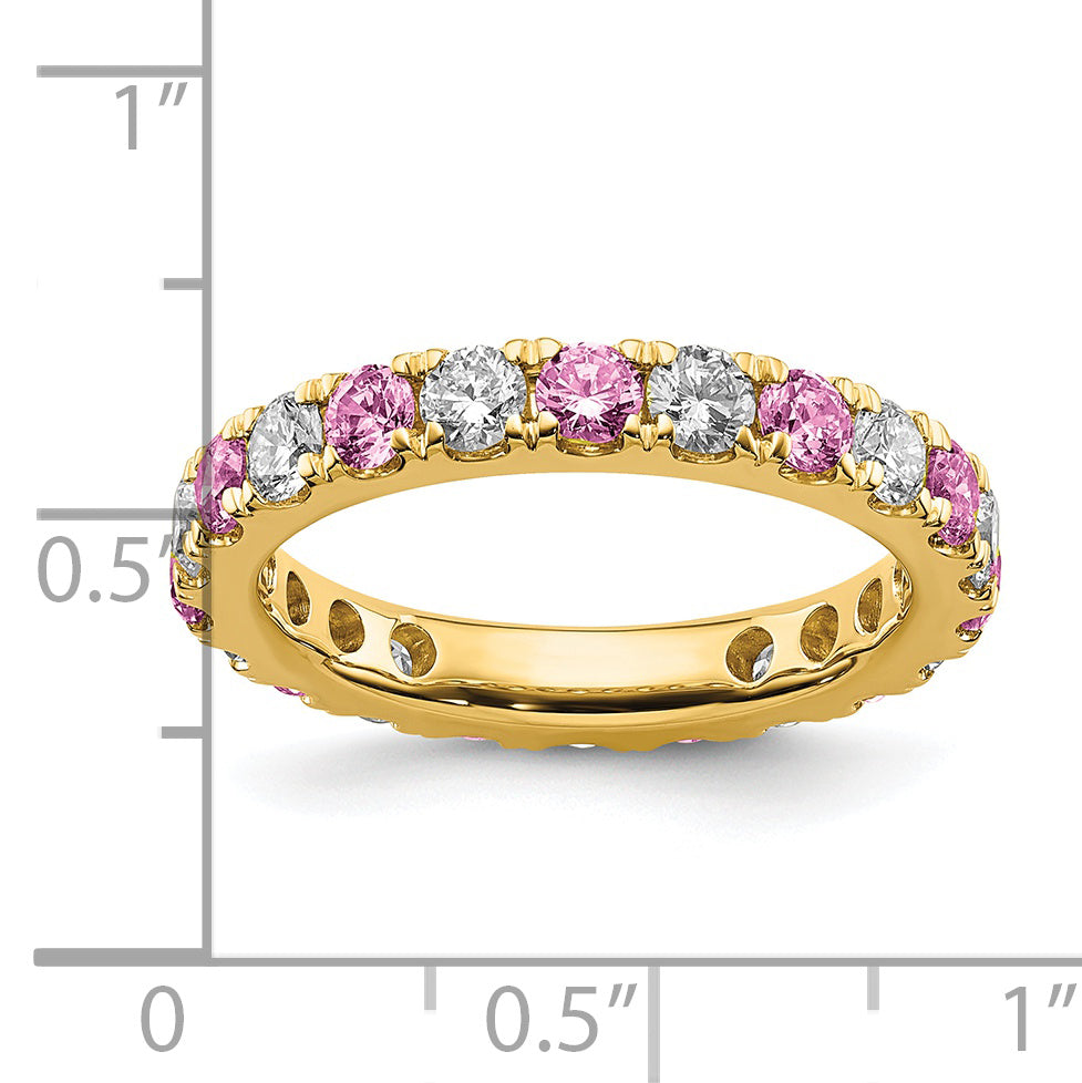 14K Lab Grown Diamond VS/SI GH & Cr Pink Sapp Eternity Band