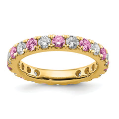 14K Lab Grown Diamond VS/SI GH & Cr Pink Sapp Eternity Band