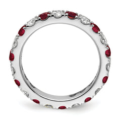 14K White Gold Lab Grown Diamond VS/SI GH & Cr Ruby Eternity Band