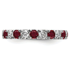 14K White Gold Lab Grown Diamond VS/SI GH & Cr Ruby Eternity Band