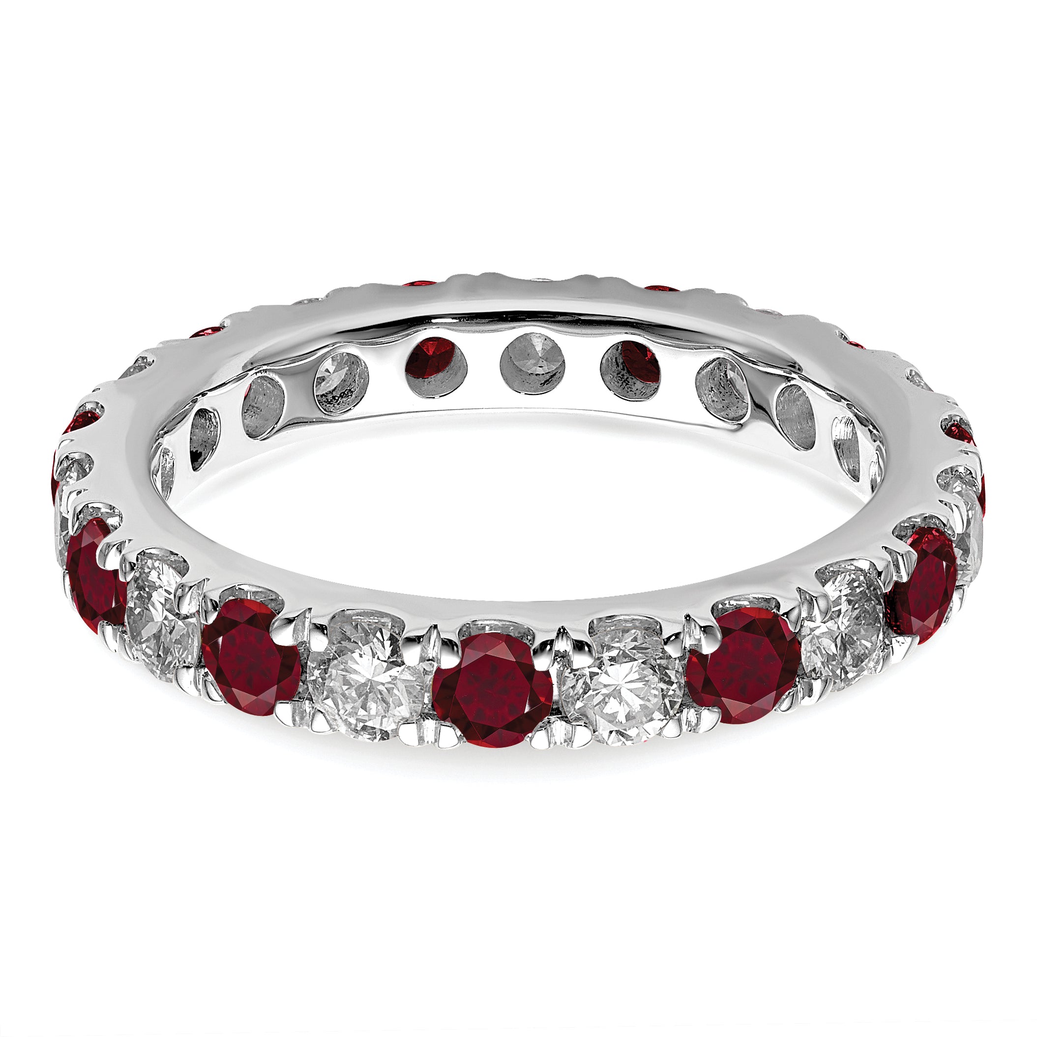 14K White Gold Lab Grown Diamond VS/SI GH & Cr Ruby Eternity Band