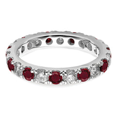 14K White Gold Lab Grown Diamond VS/SI GH & Cr Ruby Eternity Band