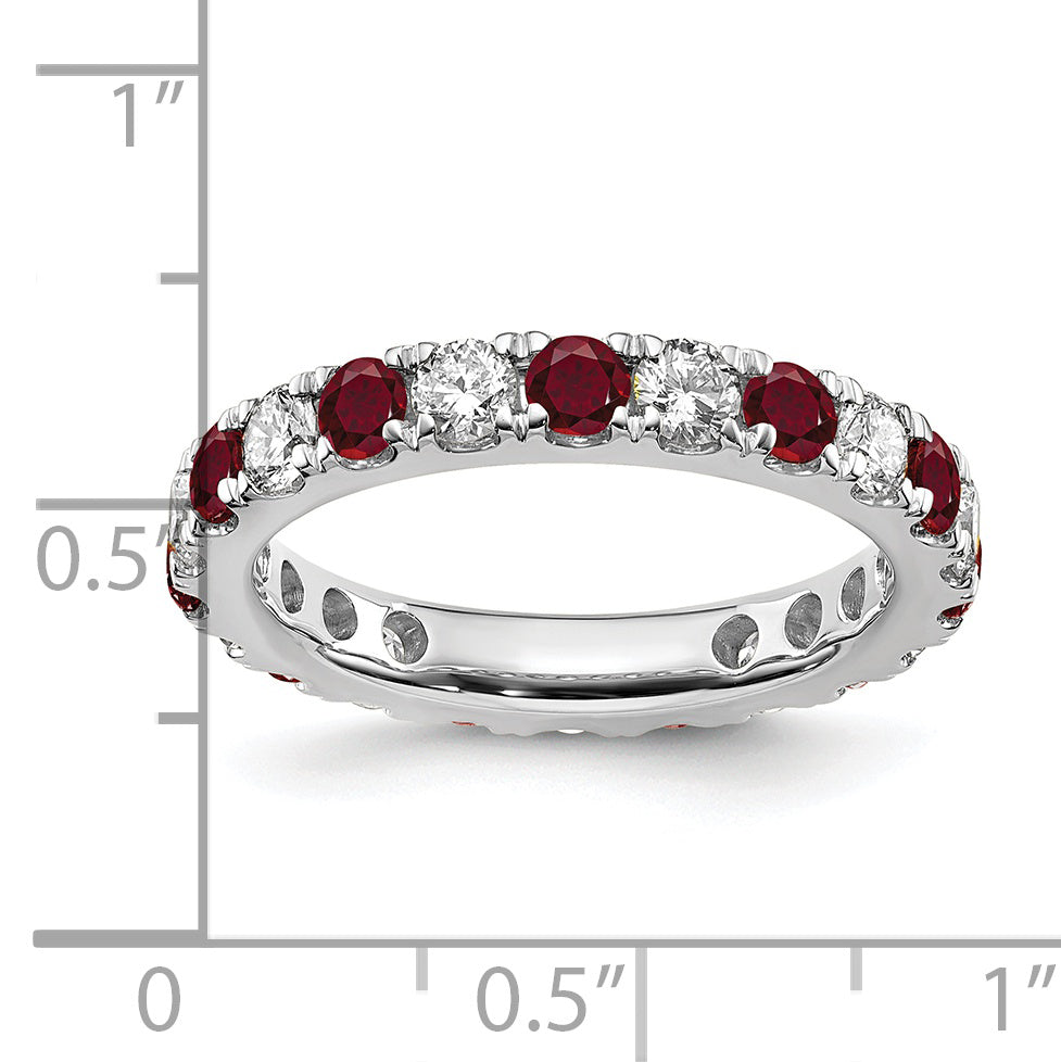 14K White Gold Lab Grown Diamond VS/SI GH & Cr Ruby Eternity Band