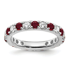 14K White Gold Lab Grown Diamond VS/SI GH & Cr Ruby Eternity Band