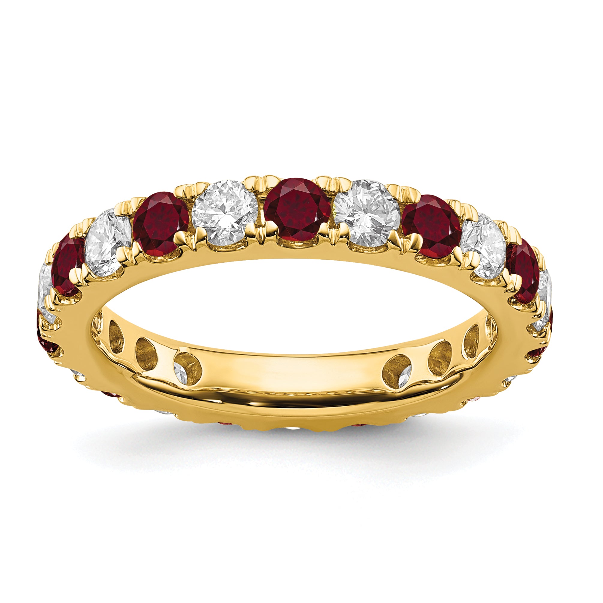 14K Lab Grown Diamond VS/SI GH & Cr Ruby Eternity Band