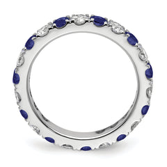 14K White Gold Lab Grown Dia VS/SI GH & Cr Blue Sapp Eternity Ban