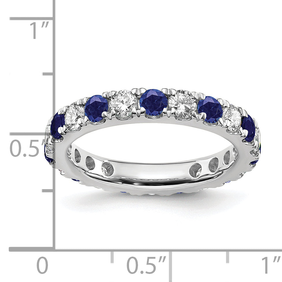 14K White Gold Lab Grown Dia VS/SI GH & Cr Blue Sapp Eternity Ban