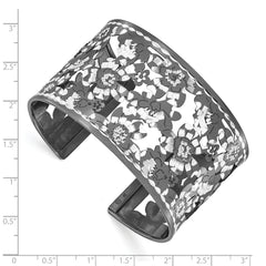 Sterling Silver and Ruthenium-plated Diamond-cut Cuff Bangle