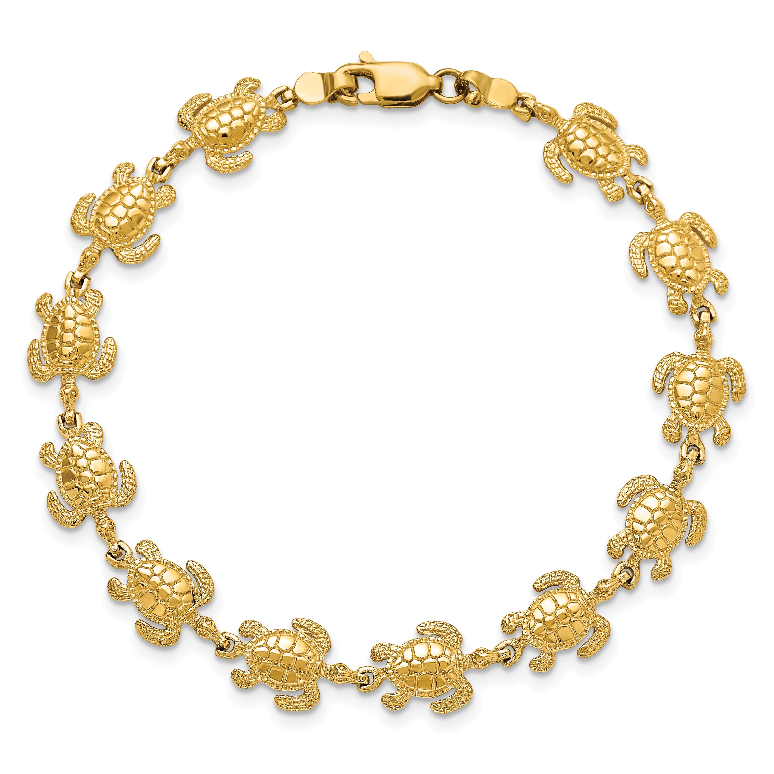 14k Swimming Sea Turtle Bracelet