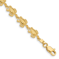 14k Swimming Sea Turtle Bracelet