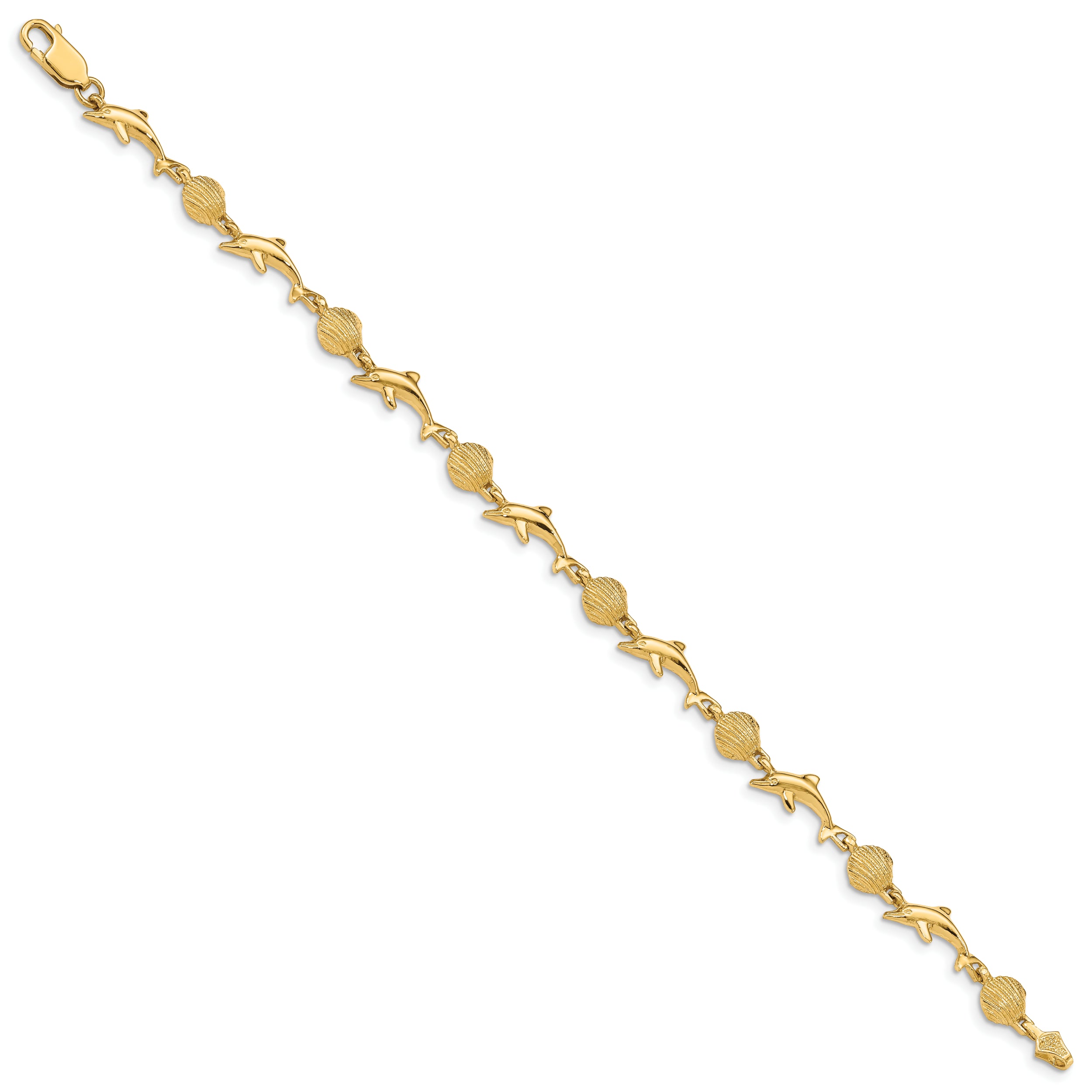 14K Dolphin and Shell Bracelet