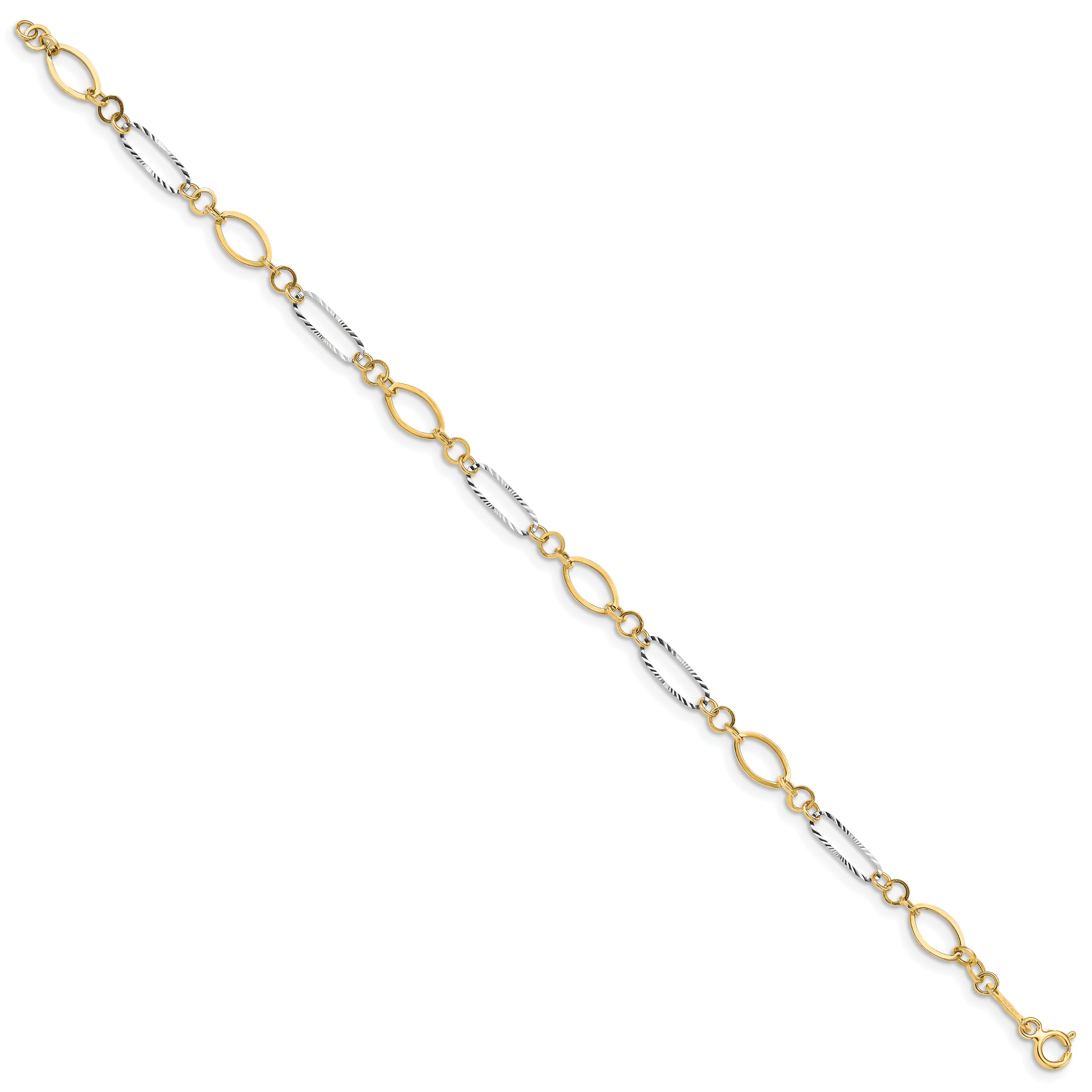 14k Two-tone Oval Link Bracelet