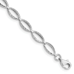 14k White Gold Polished Oval Link Bracelet