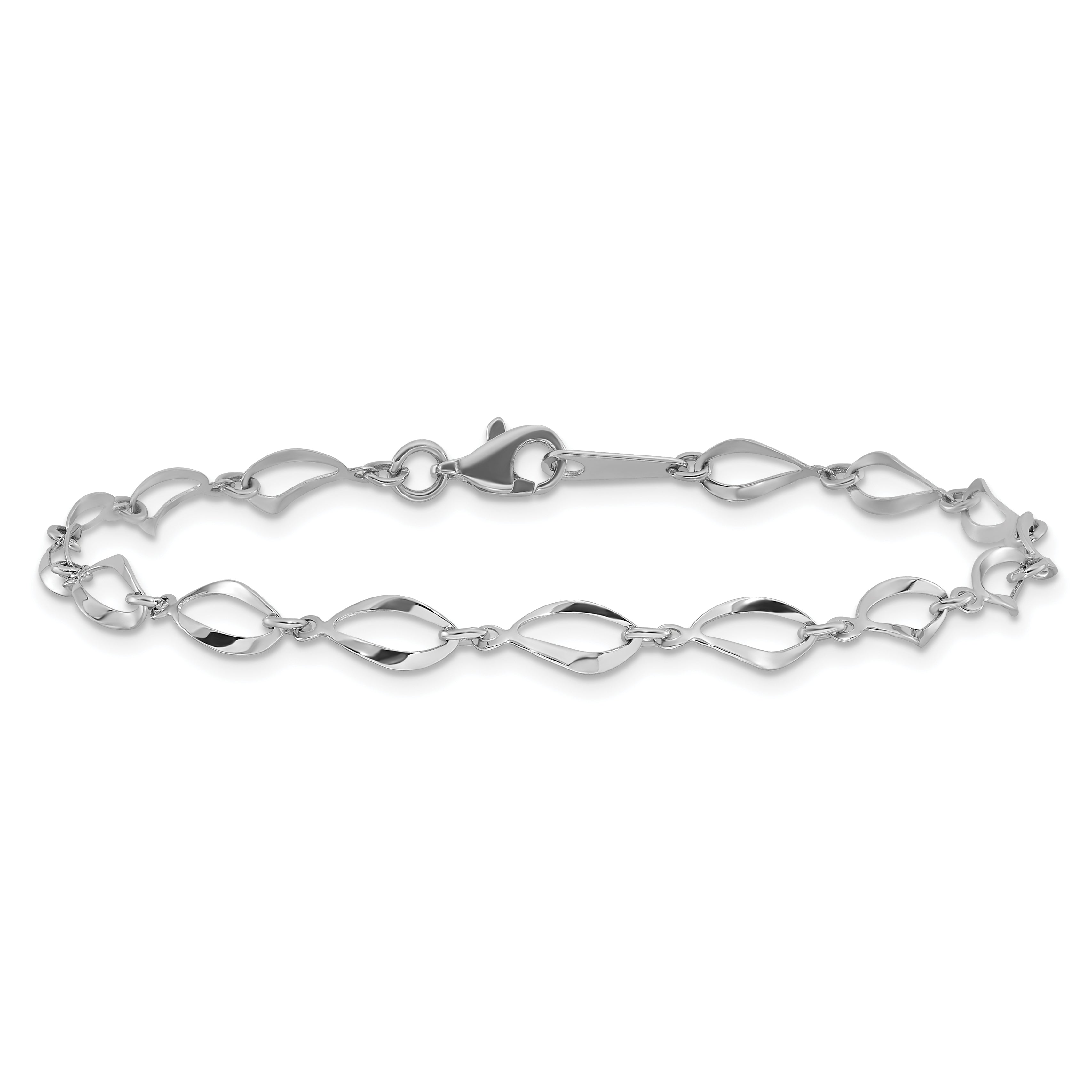 14k White Gold Polished Fancy Link Bracelet