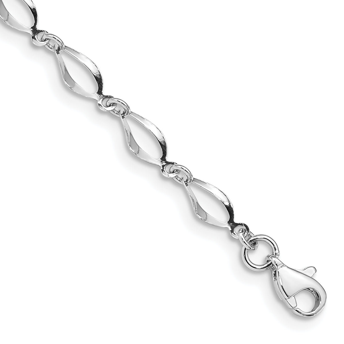 14k White Gold Polished Fancy Link Bracelet