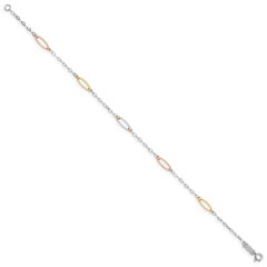 14K Tri-color Oval Link Bracelet