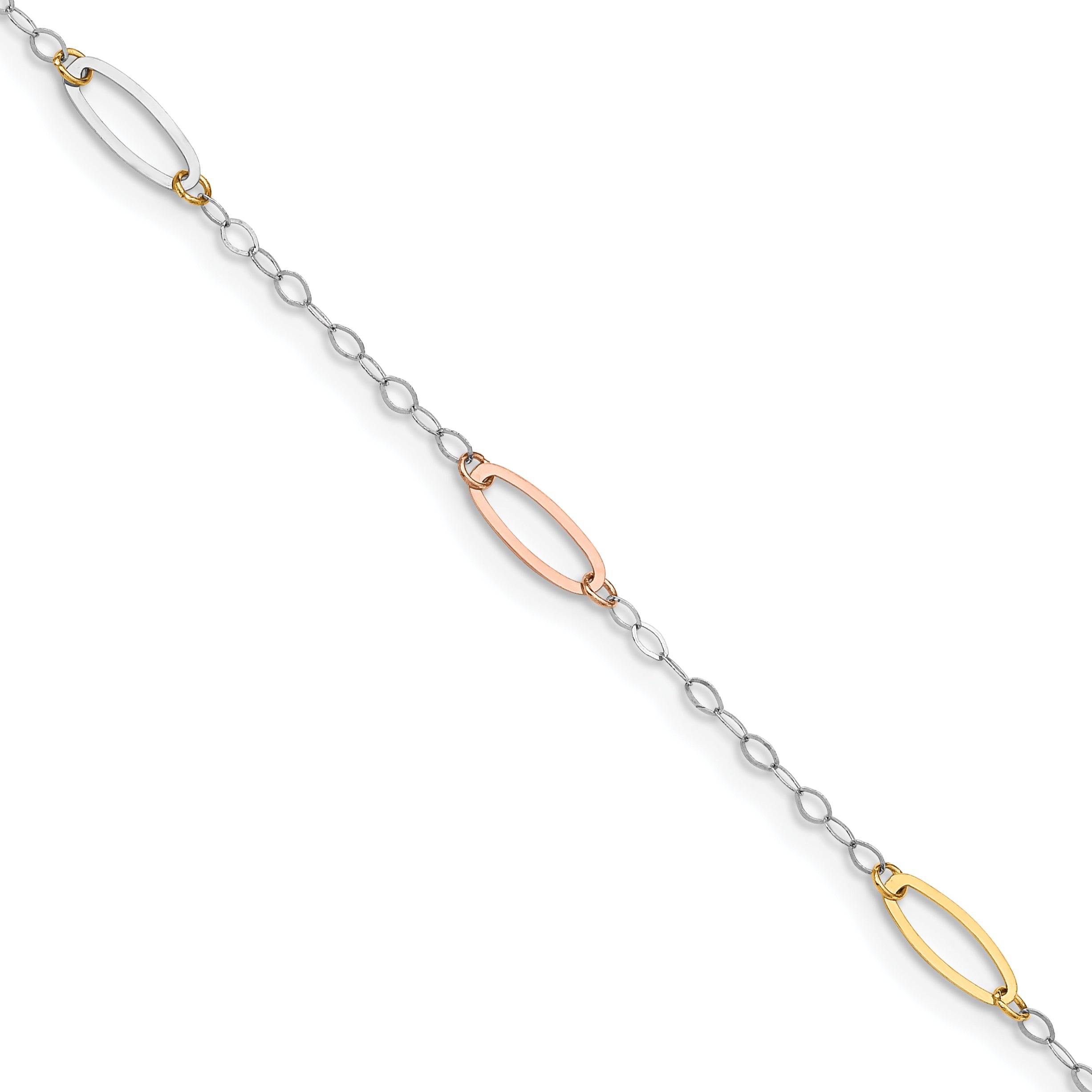 14K Tri-color Oval Link Bracelet