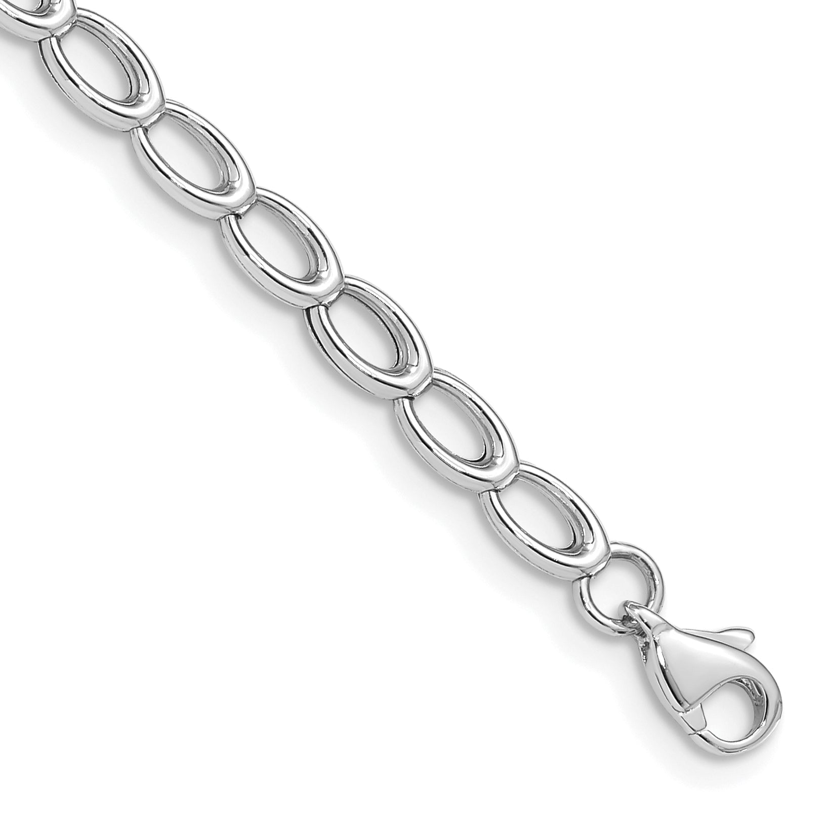 14K White Gold Polished Open Link Bracelet