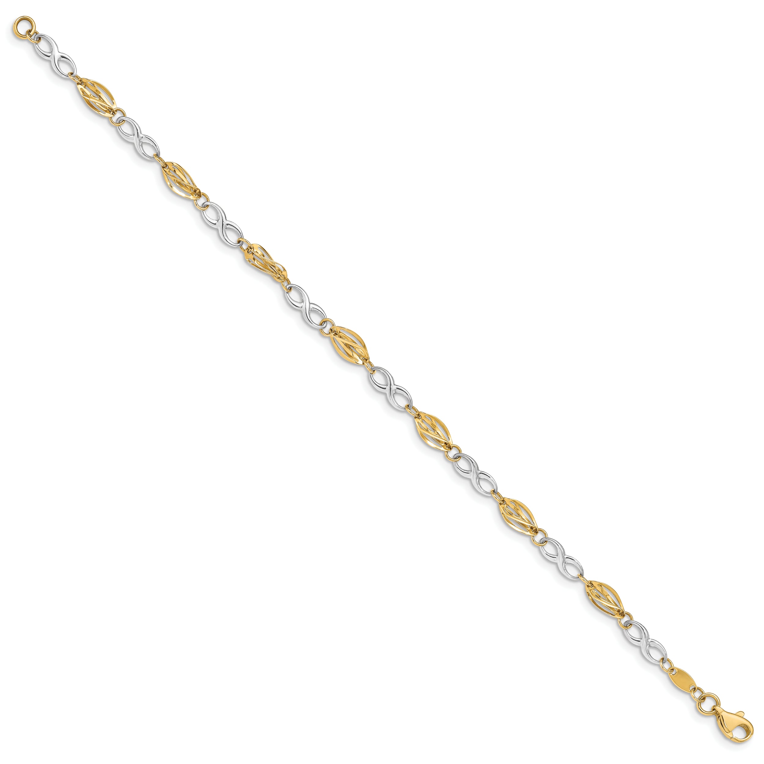 14K Two-Tone Polished Infinity Symbol 7.5in Bracelet