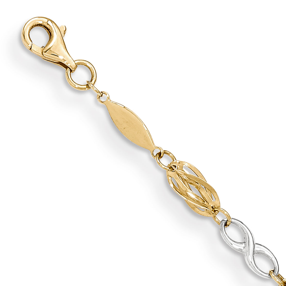 14K Two-Tone Polished Infinity Symbol 7.5in Bracelet