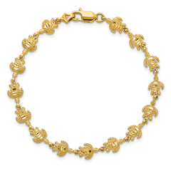 14K Gold Polished and Textured Turtle Bracelet