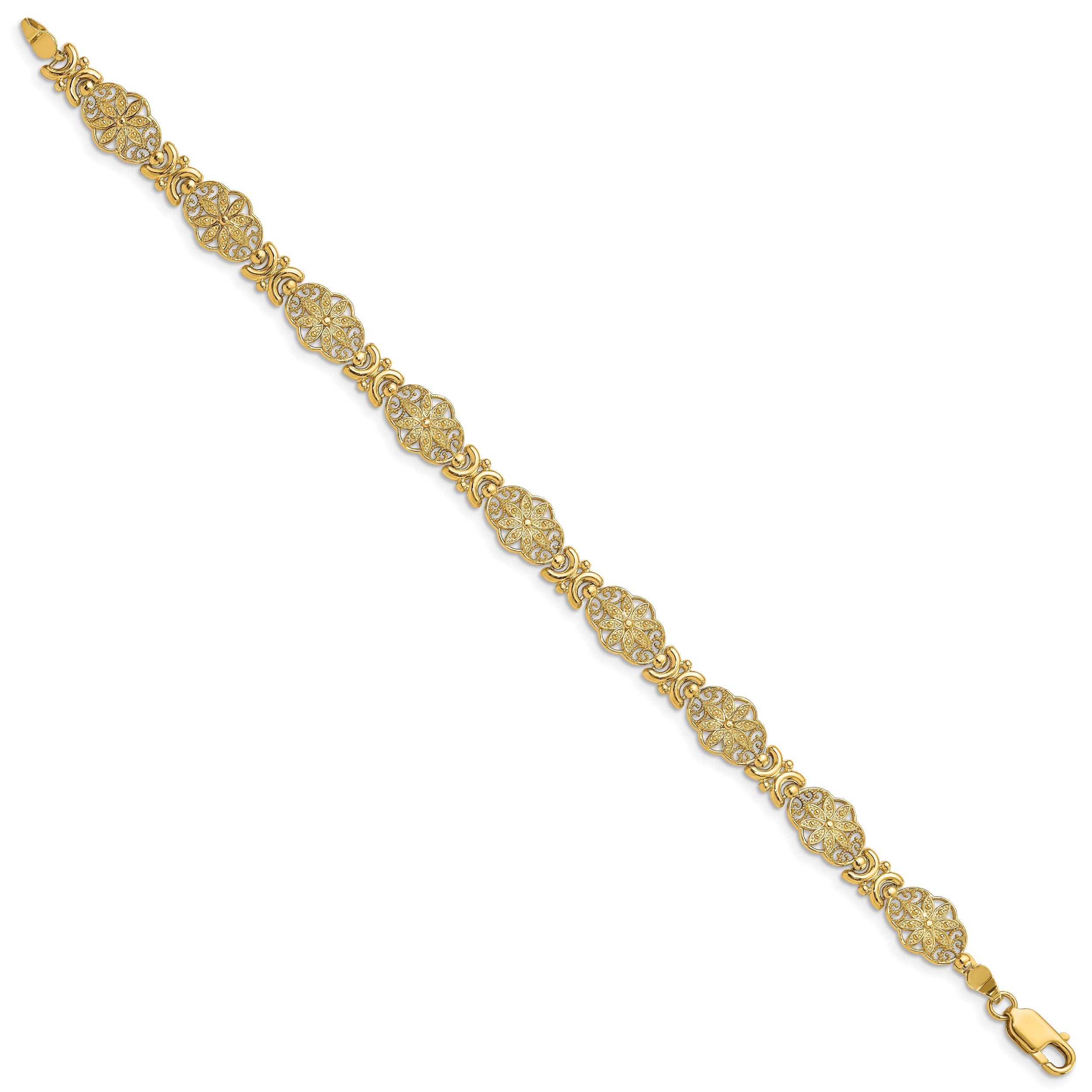 14K Fancy Floral Link Bracelet