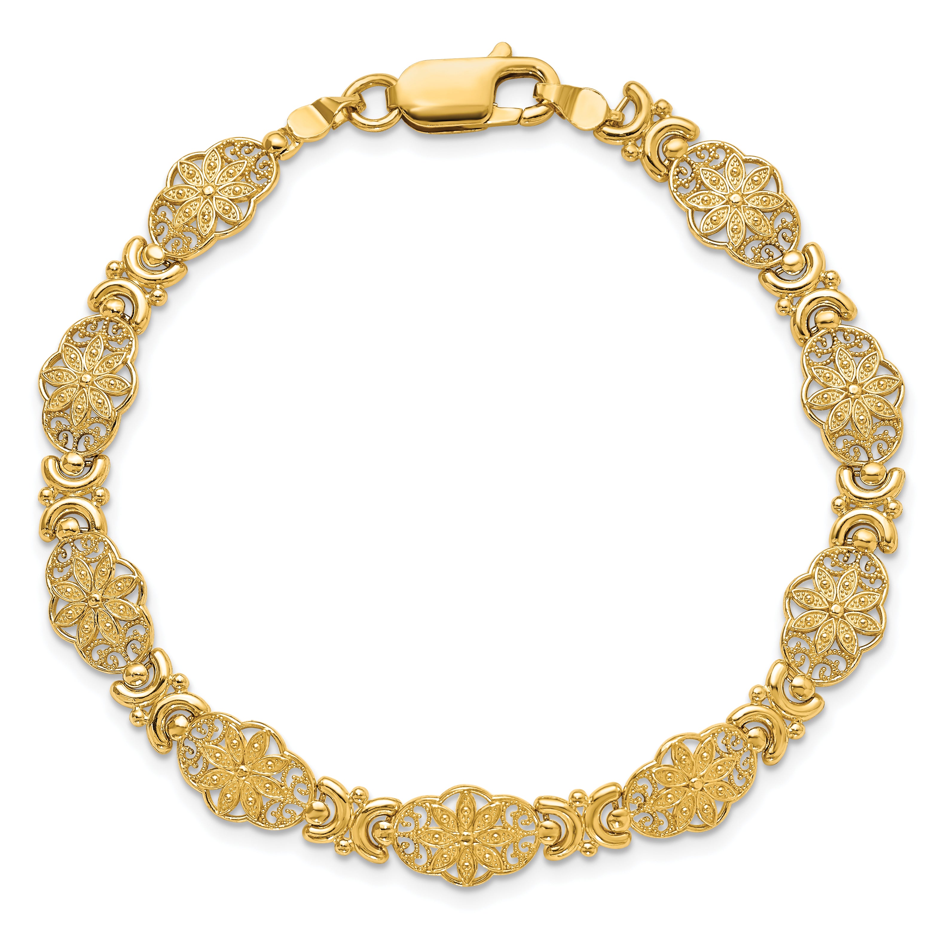 14K Fancy Floral Link Bracelet