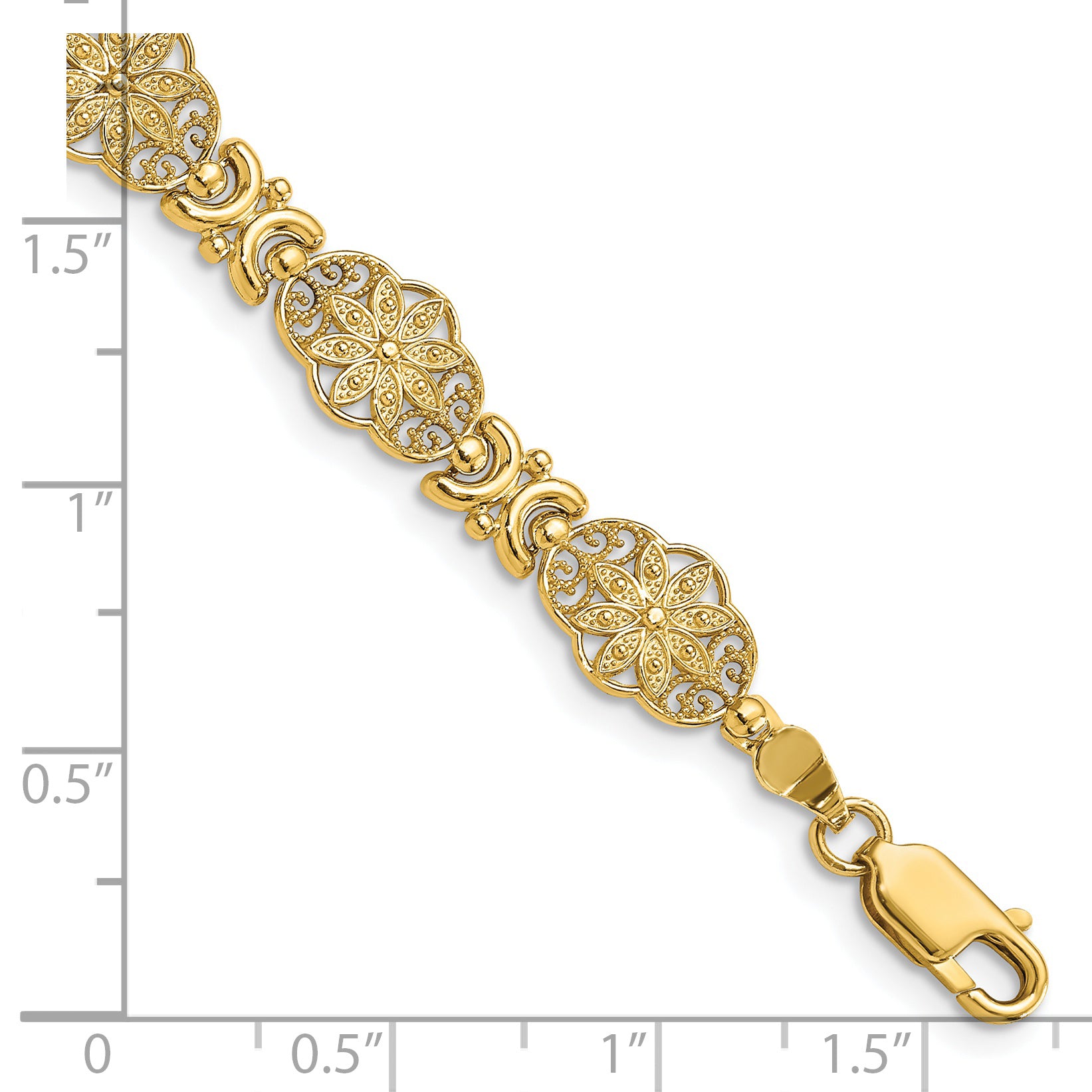 14K Fancy Floral Link Bracelet