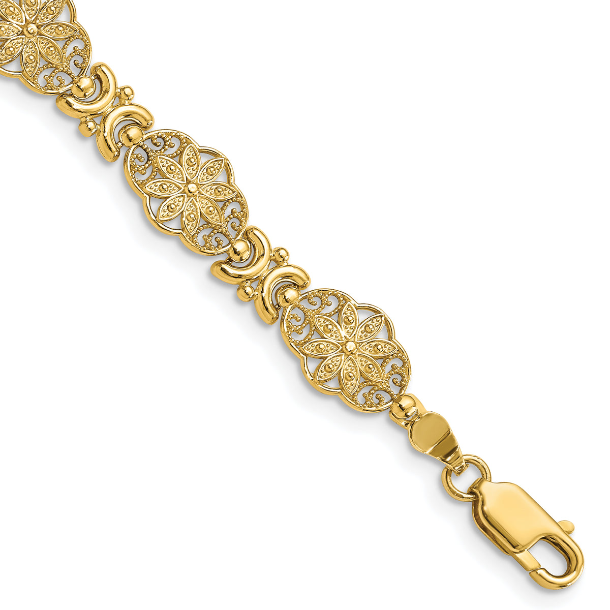 14K Fancy Floral Link Bracelet