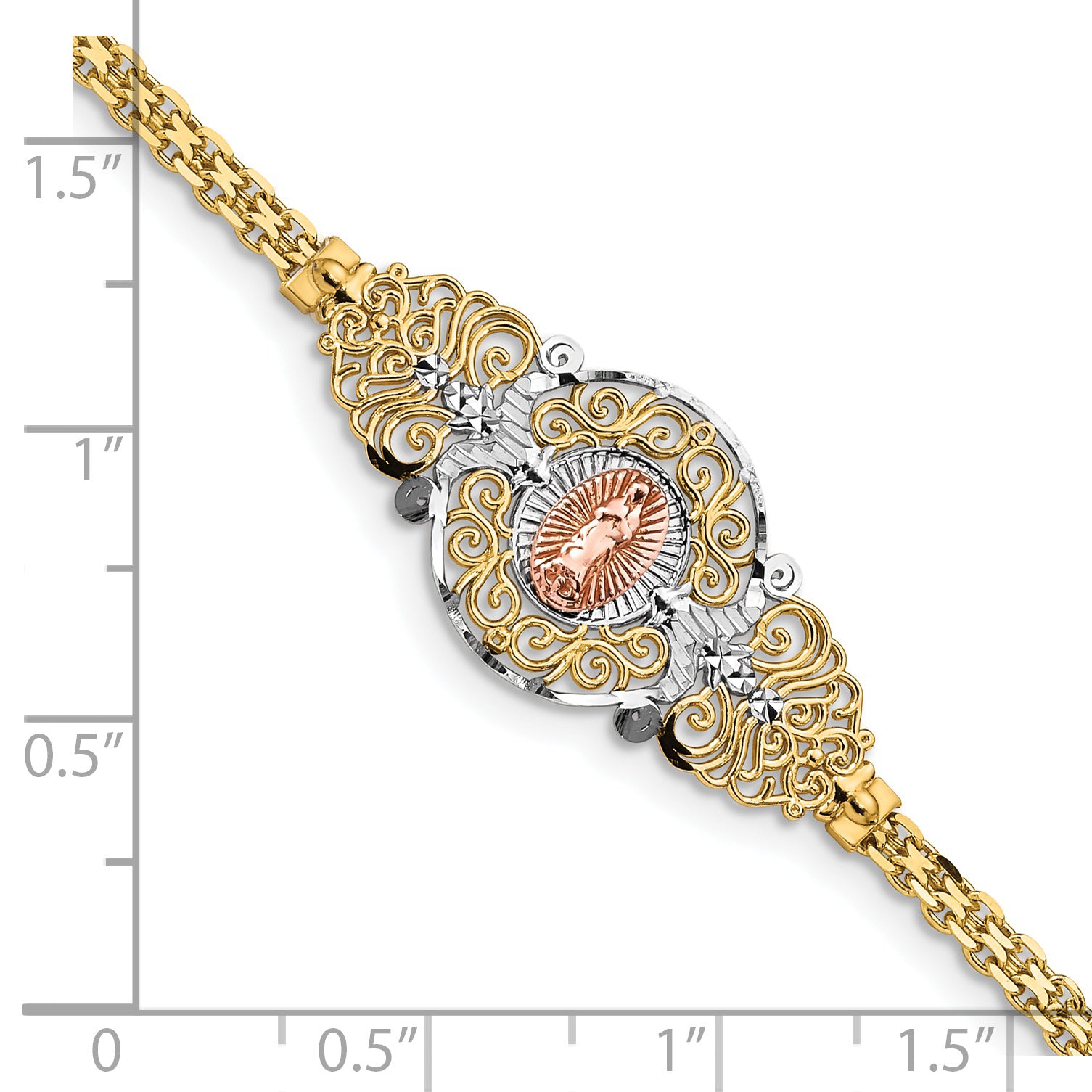 14k Two-Tone w/Rhodium Our Lady of Guadalupe Bracelet