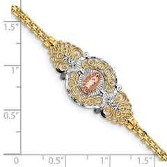 14k Two-Tone w/Rhodium Our Lady of Guadalupe Bracelet