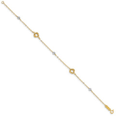 14k Two-tone Love Knots on Small Heart Link Bracelet