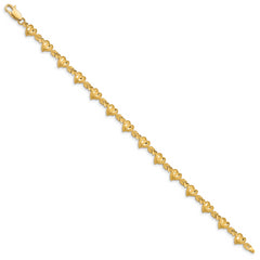 14k Satin Diamond-cut Heart with Arrow 7 inch Bracelet